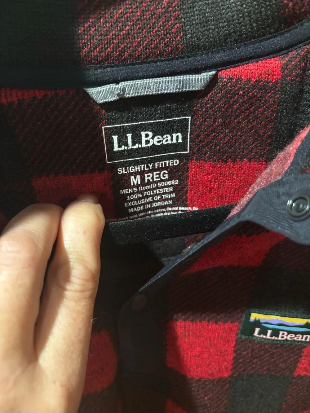 NWOT L.L. Bean Men’s Sweater Fleece Snap Pullover Medium Buffalo Plaid Red Black